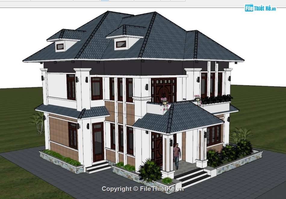 File sketchup biệt thự 2 tầng,Sketchup biệt thự 2 tầng,biệt thự 2 tầng sketchup,3D biệt thự 2 tầng sketchup,Model su biệt thự 2 tầng,Biệt thự 2 tầng 8.7x12.5m